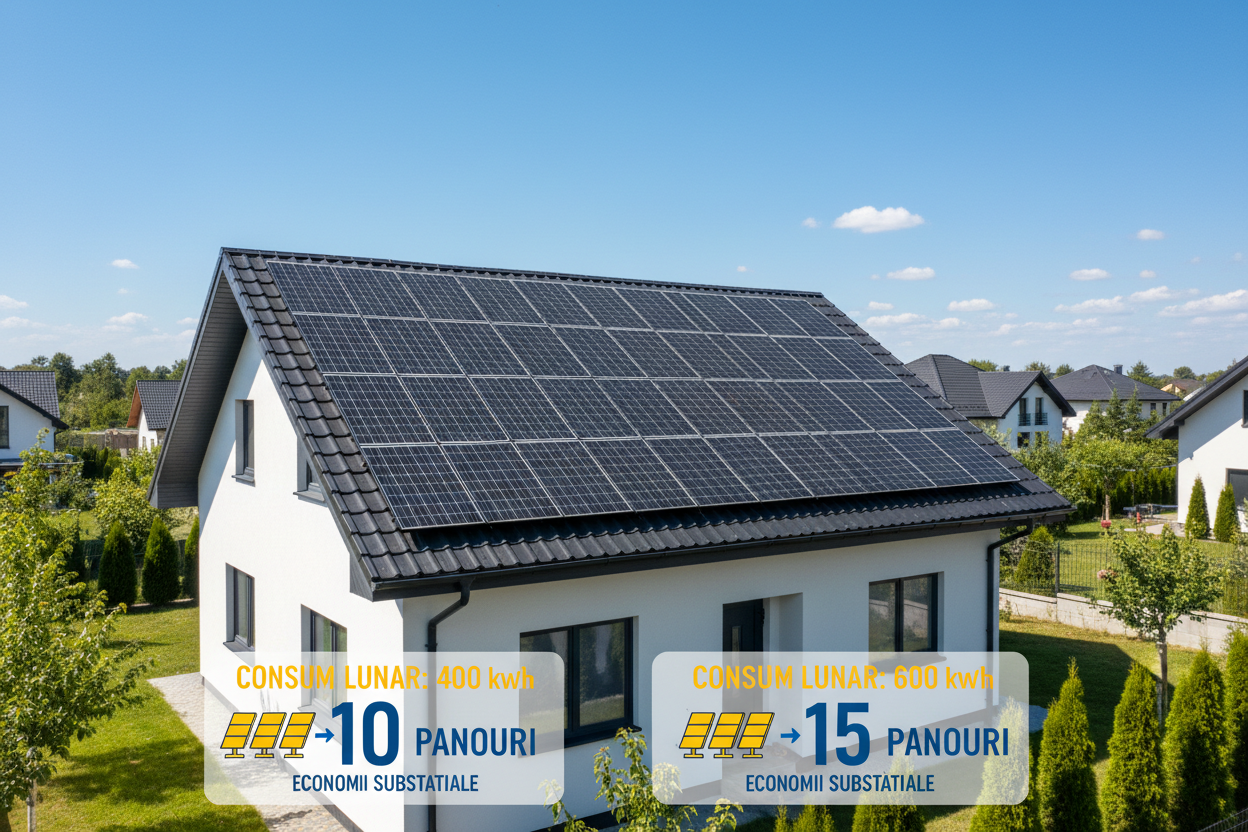 Calcul practic: Cate panouri fotovoltaice ai nevoie pentru un consum lunar de 400 kWh sau 600 kWh?