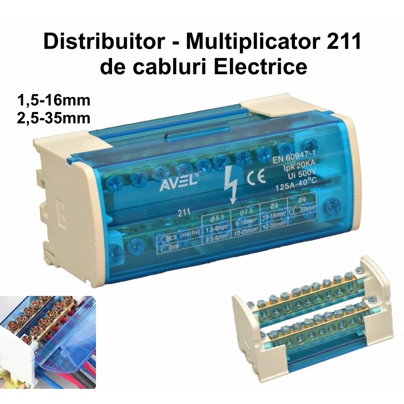 Bloc distributie 125A/500V-211 1.5mm-2.5mm 2.5mm-35mm