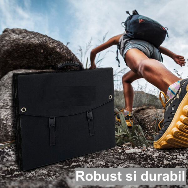 Panou Solar Portabil 100W 18V Tip Geantă – Camping, Drumeții, Încărcare Dispozitive Mobile