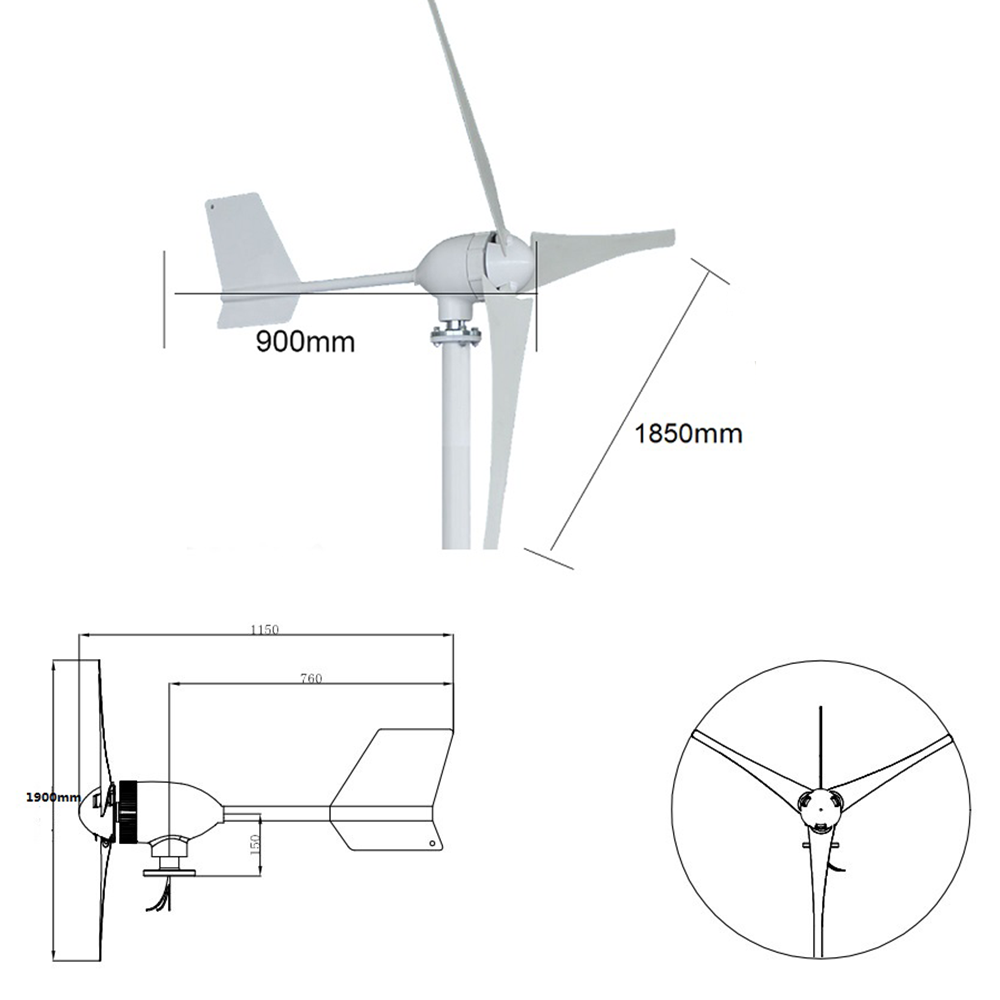 Turbina eoliana 48V, putere 1000W