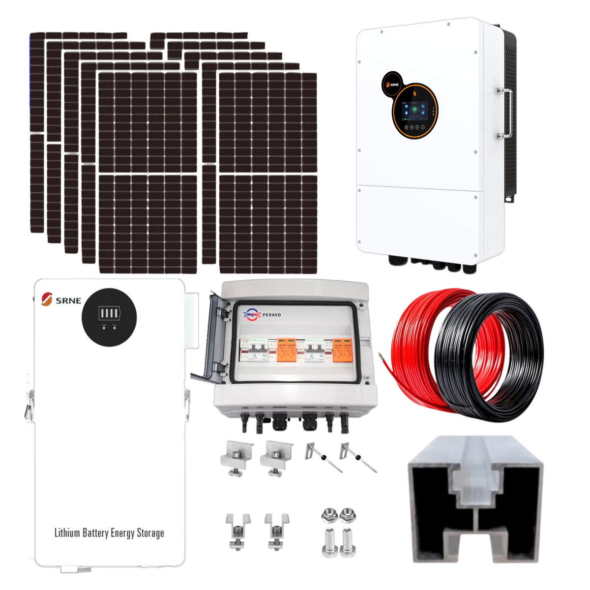 Kit Panouri Fotovoltaice 12kW Trifazat SRNE – 26 Panouri 460W + LiFePO4 15kWh, Vile și Comercial