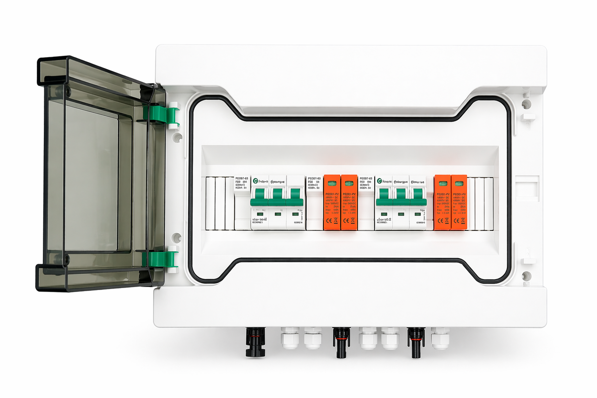 Tablou sigurante kit fotovoltaic 16A 800V cu 2 stringuri