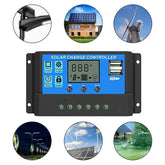 Controler panou solar 10A 20A 30A 12/24V, 2 X USB si LCD