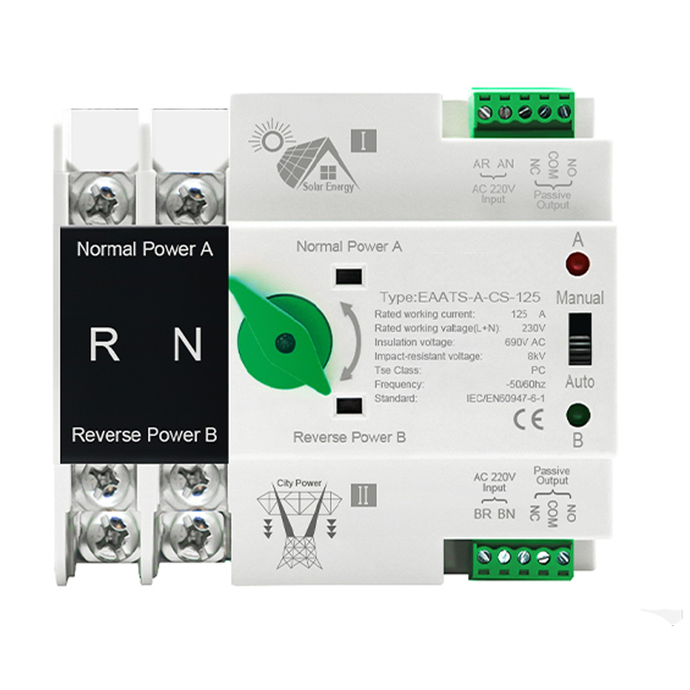Comutator de transfer automat monofazat pentru panouri fotovoltaice 230V 63A ATS