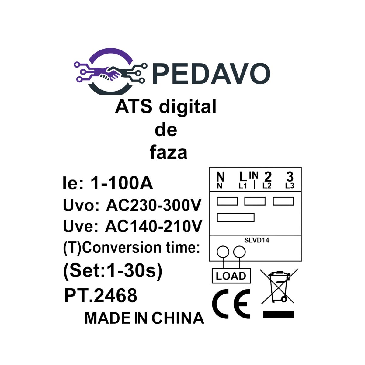Comutator Digital ATS de faze trifazat 100A
