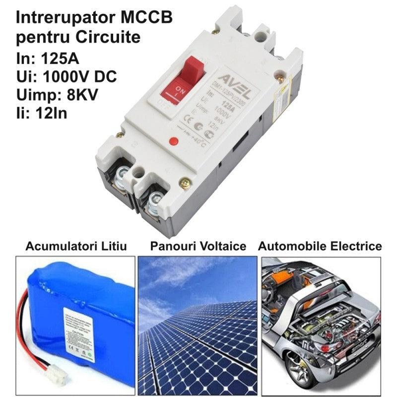 Intrerupator pentru acumulatori 125A 1000V DC MCCB