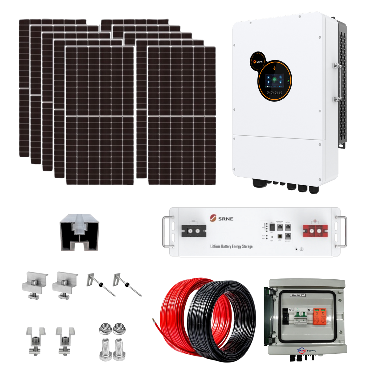 Kit Panouri Fotovoltaice 5kW Hibrid SRNE – 10 Panouri 460W + LiFePO4 5kWh, Prosumator ANRE