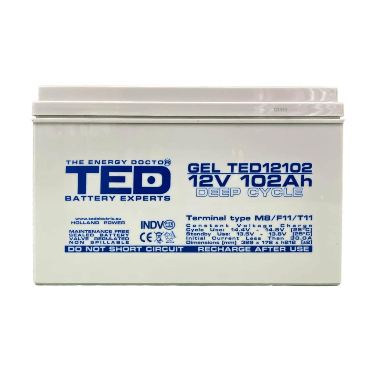 Acumulator GEL TED 12V 102Ah – Sigilat, VRLA, Cycle + Standby Use