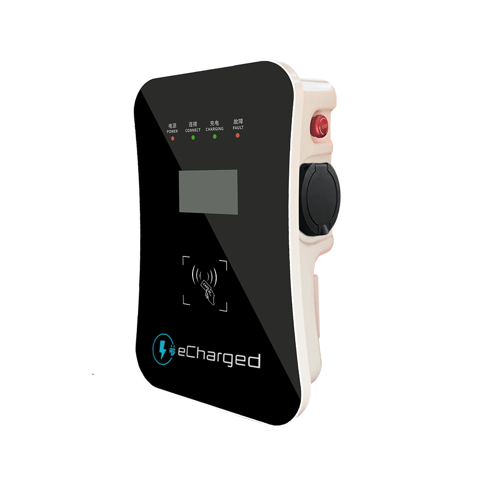 eCharged W3M 3.5kW electric car home charging station with Type 2 plug and LED indicators