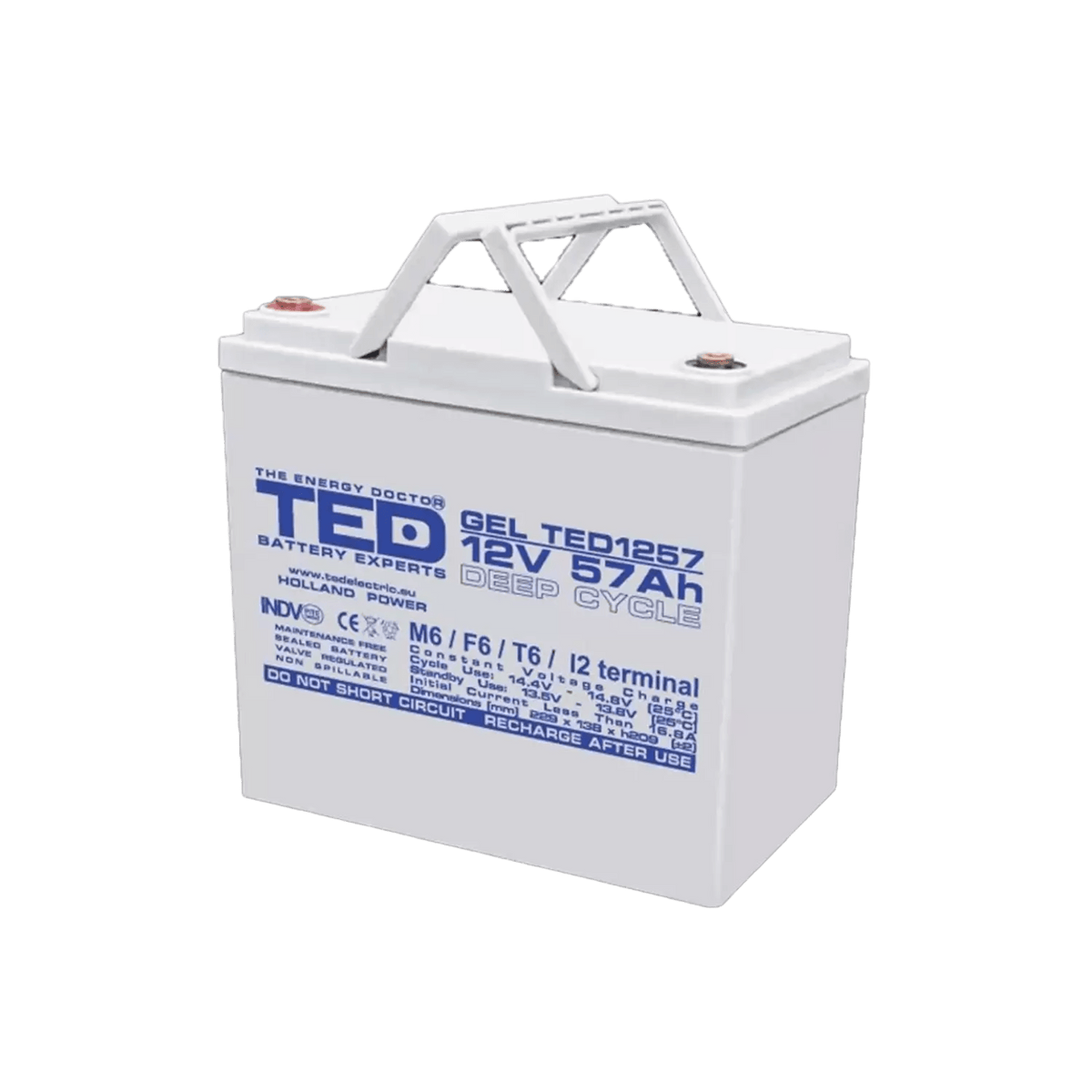 Acumulator GEL TED 12V 57Ah – VRLA, Sigilat, Backup și Sisteme Solare