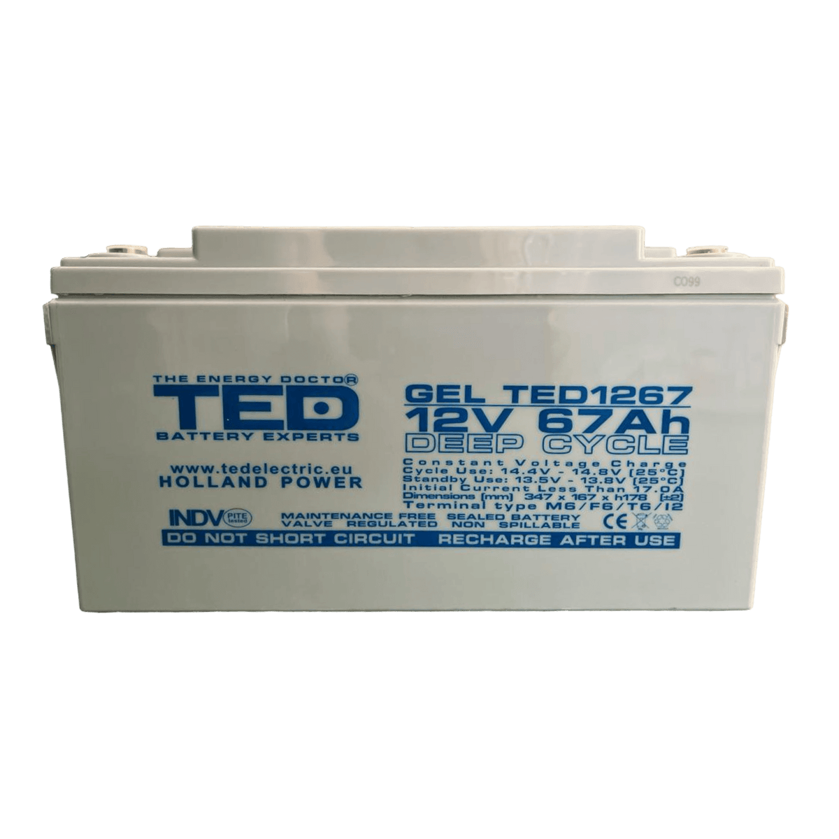 Acumulator GEL TED 12V 67Ah – VRLA, Sigilat, Fără Întreținere