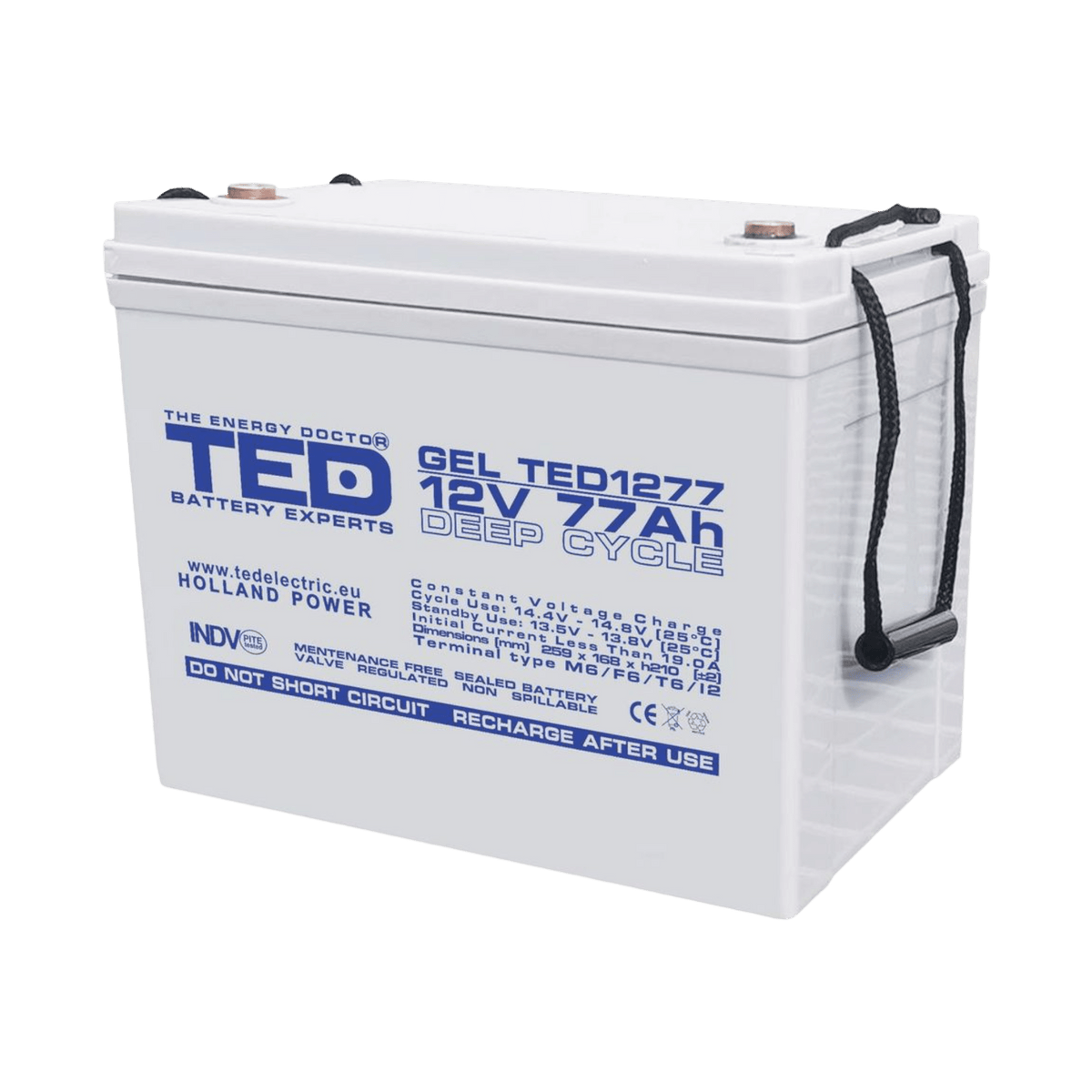Acumulator GEL TED 12V 77Ah – VRLA, Sigilat, Cycle + Standby Use