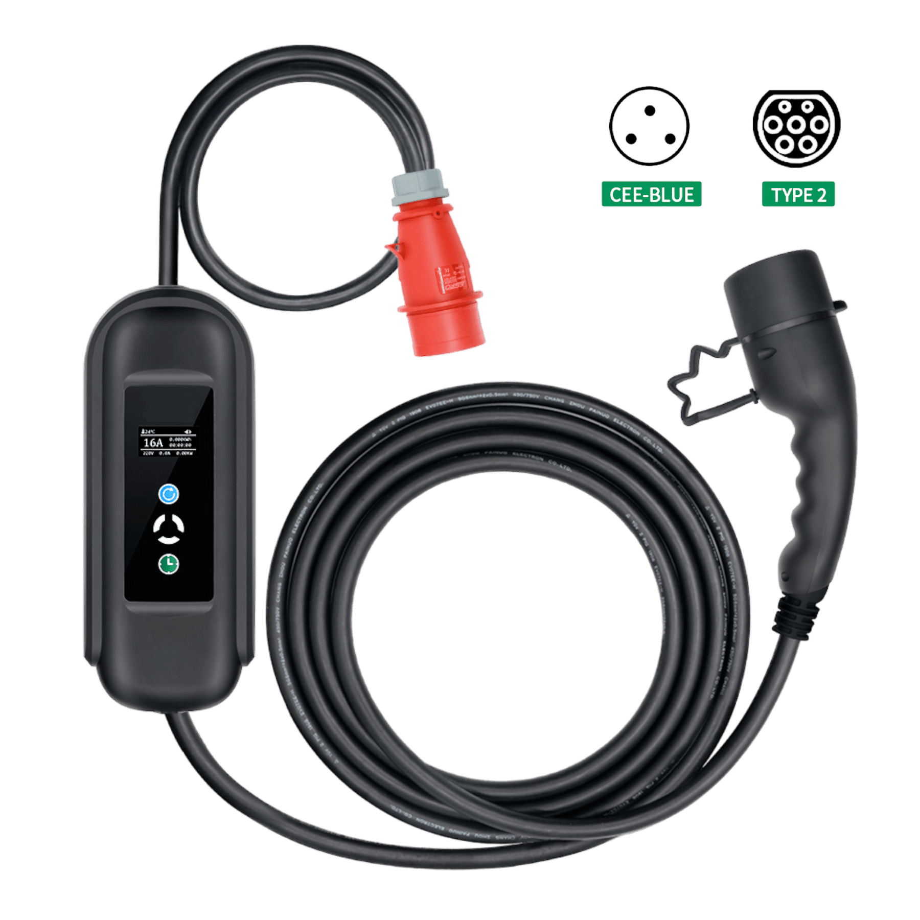 Cablu incarcare auto electric type 2, 11kw, trifazic