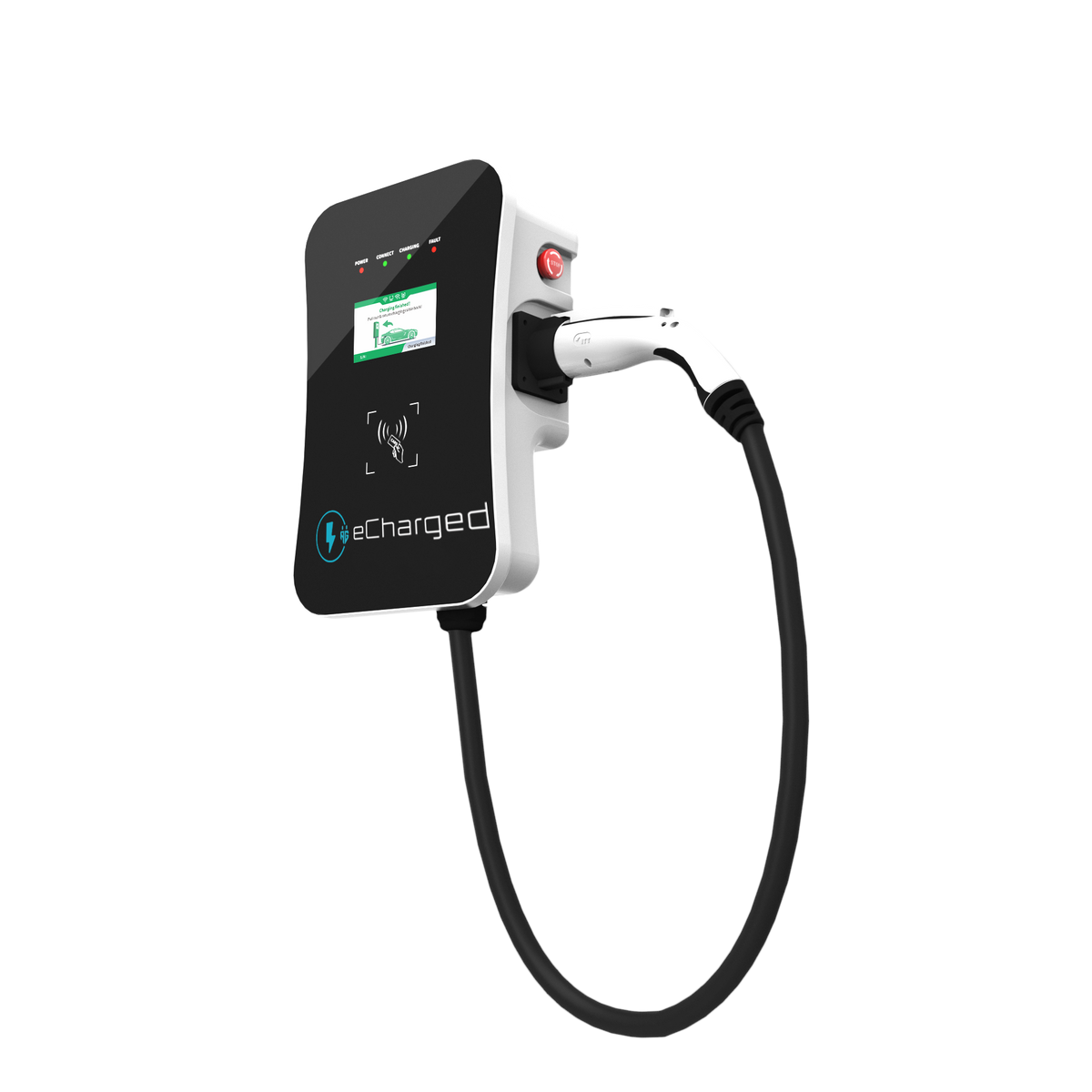 Electric vehicle charging station with Type 2 plug 3.5kW power eCharged W3M model for home or public use